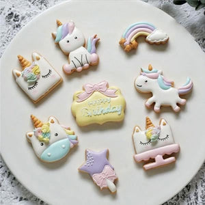 Set of 7 Cute Unicorn Kawaii Cookie Cutters