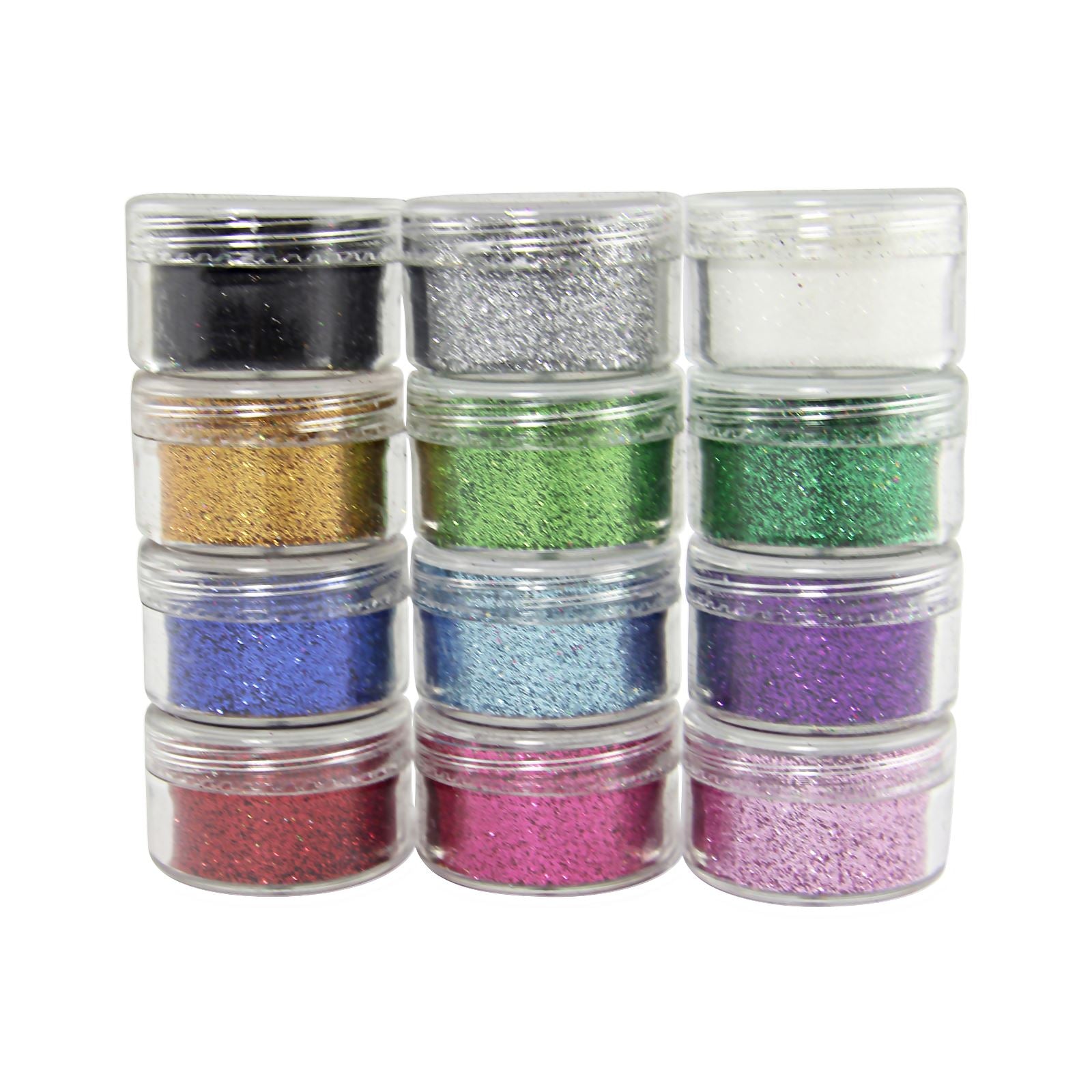 Set of 12 Large 10g Cosmetic Grade Assorted Glitter Pots