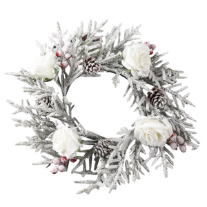 Premium Frosted Xmas Flower Wreath and Garland