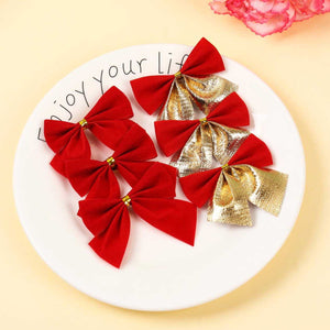 2x Packs of Gold and Red Satin Bows