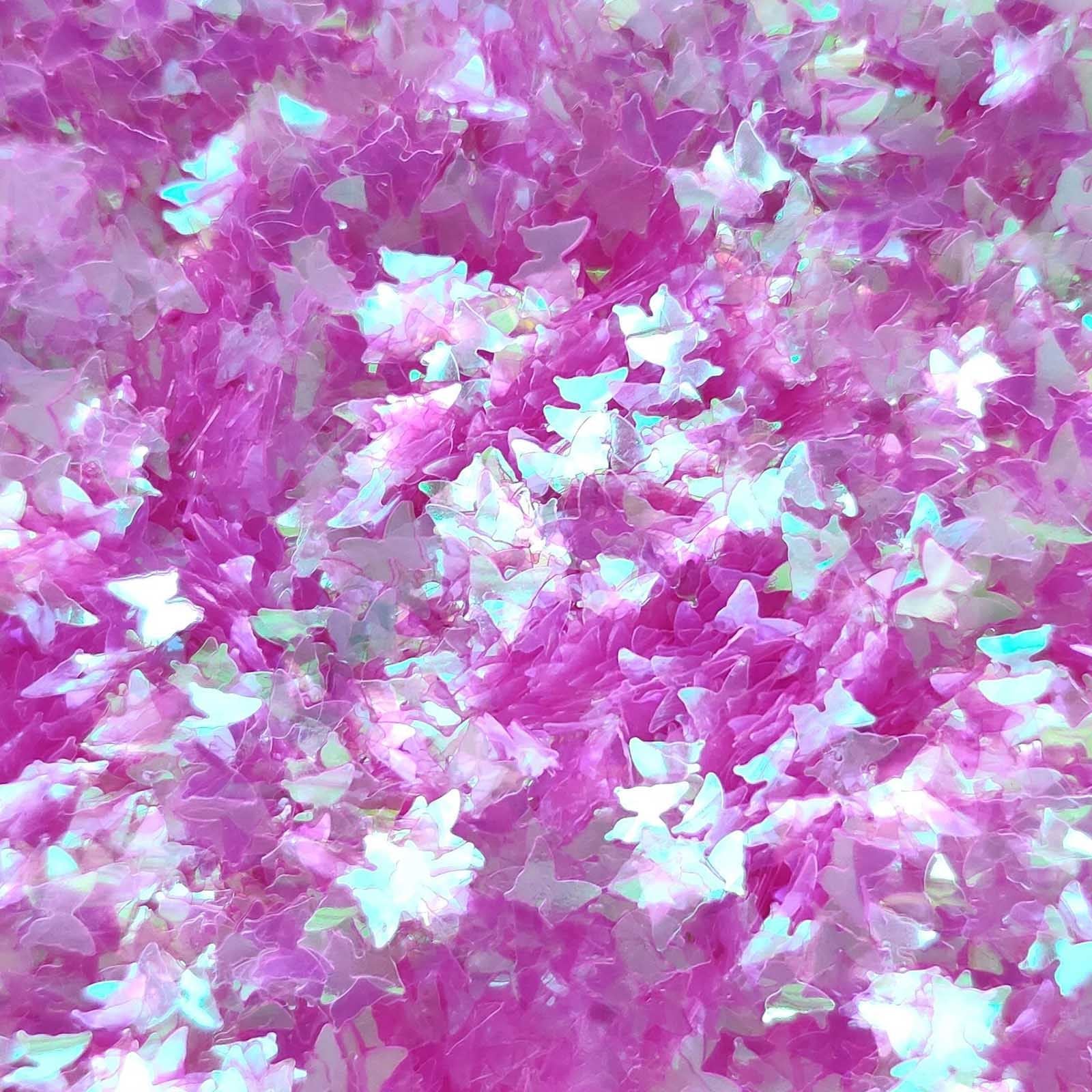 Glitter Elements - Iridescent Hot Pink - 3mm Butterfly