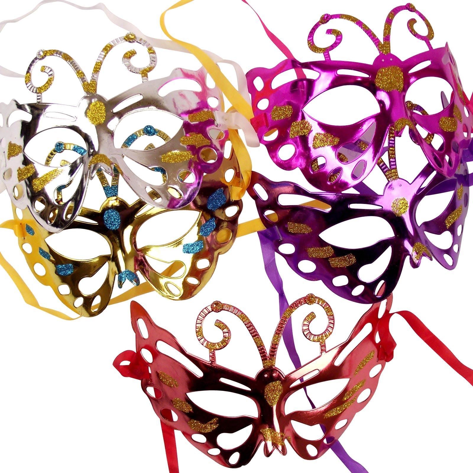 Metallic Butterfly Masquerade Masks with Glitter