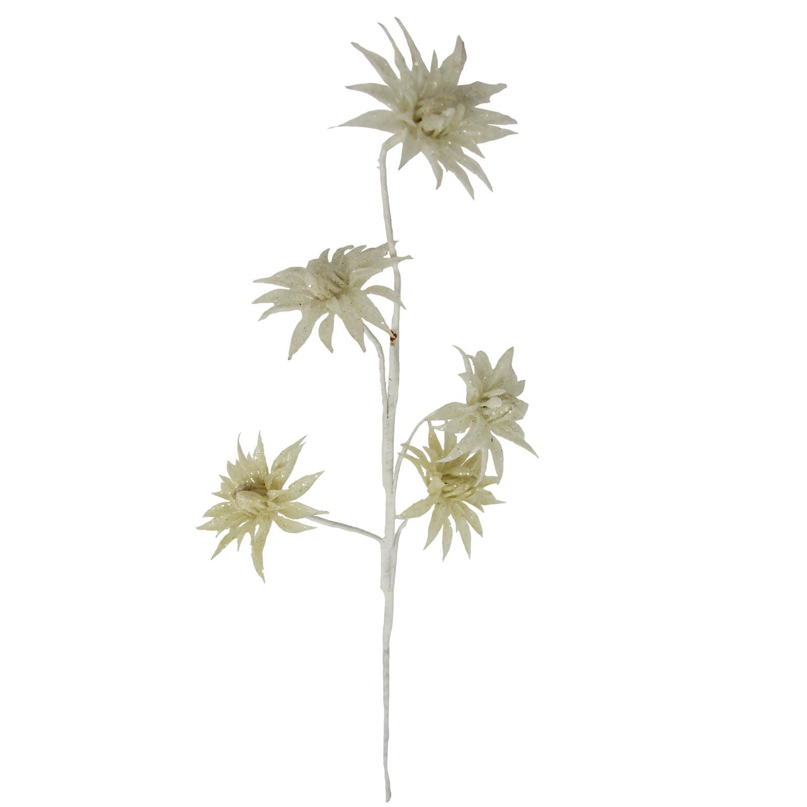 White Glitter Spiky Flower Spray