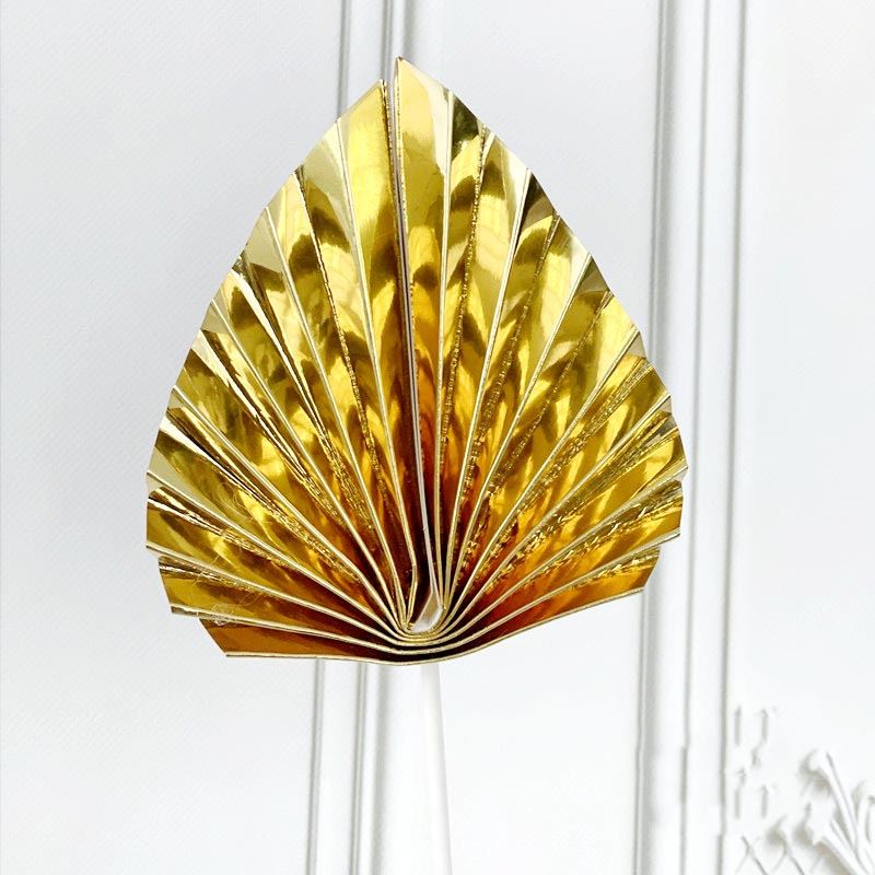 Fan-Shaped Paper Palm Spear Artificial Leaves - Dried Heart Shape