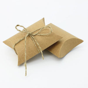 Classic Rustic White and Kraft Pillow Boxes - Wedding Favour
