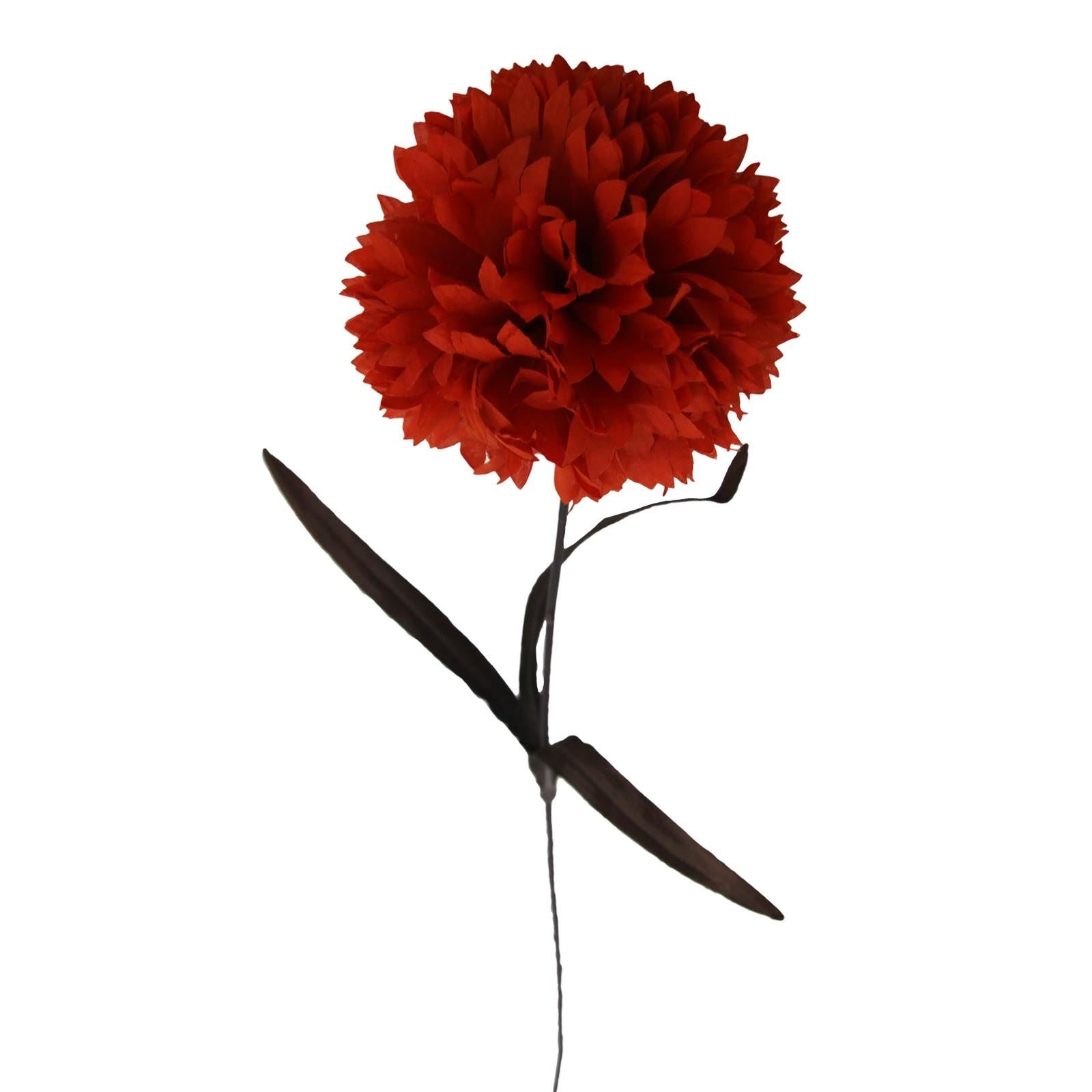 Large Allium Ball Mum Stem - Flame