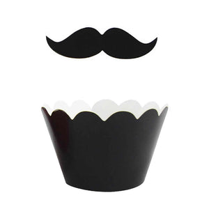 48 Piece Moustache and Lips Cupcake Wrap with Topper Set