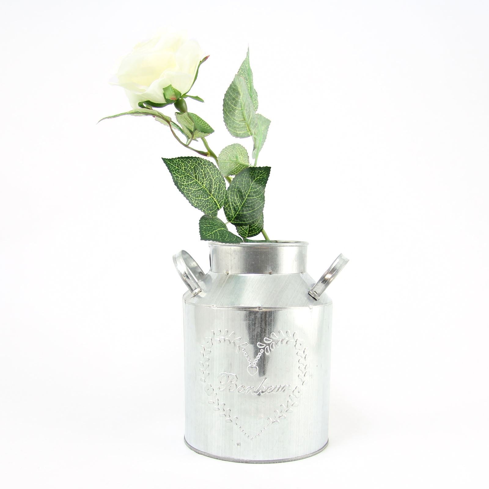 Galvanised 17.5cm Raw Narrow Neck Planter Bucket