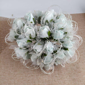 32 Rose Bud Bridal Bouquet with Glitter Loops