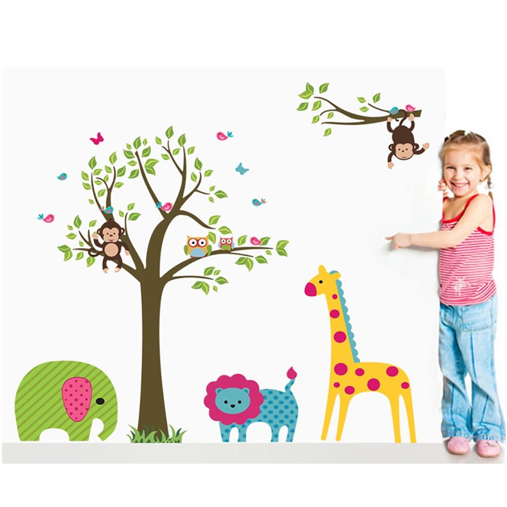 XL Colourful Tree and Animals Nursery Vinyl
