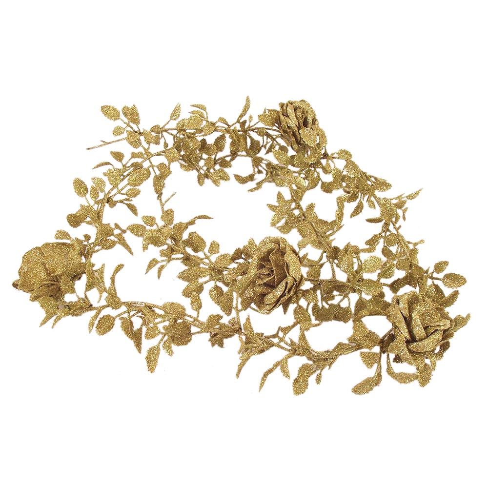 Heavy Glittered Rose Vine Garland