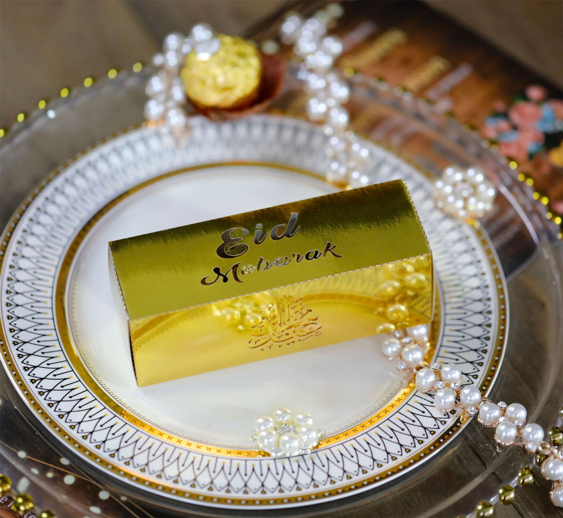 Gold Eid Mubarak Favour Boxes