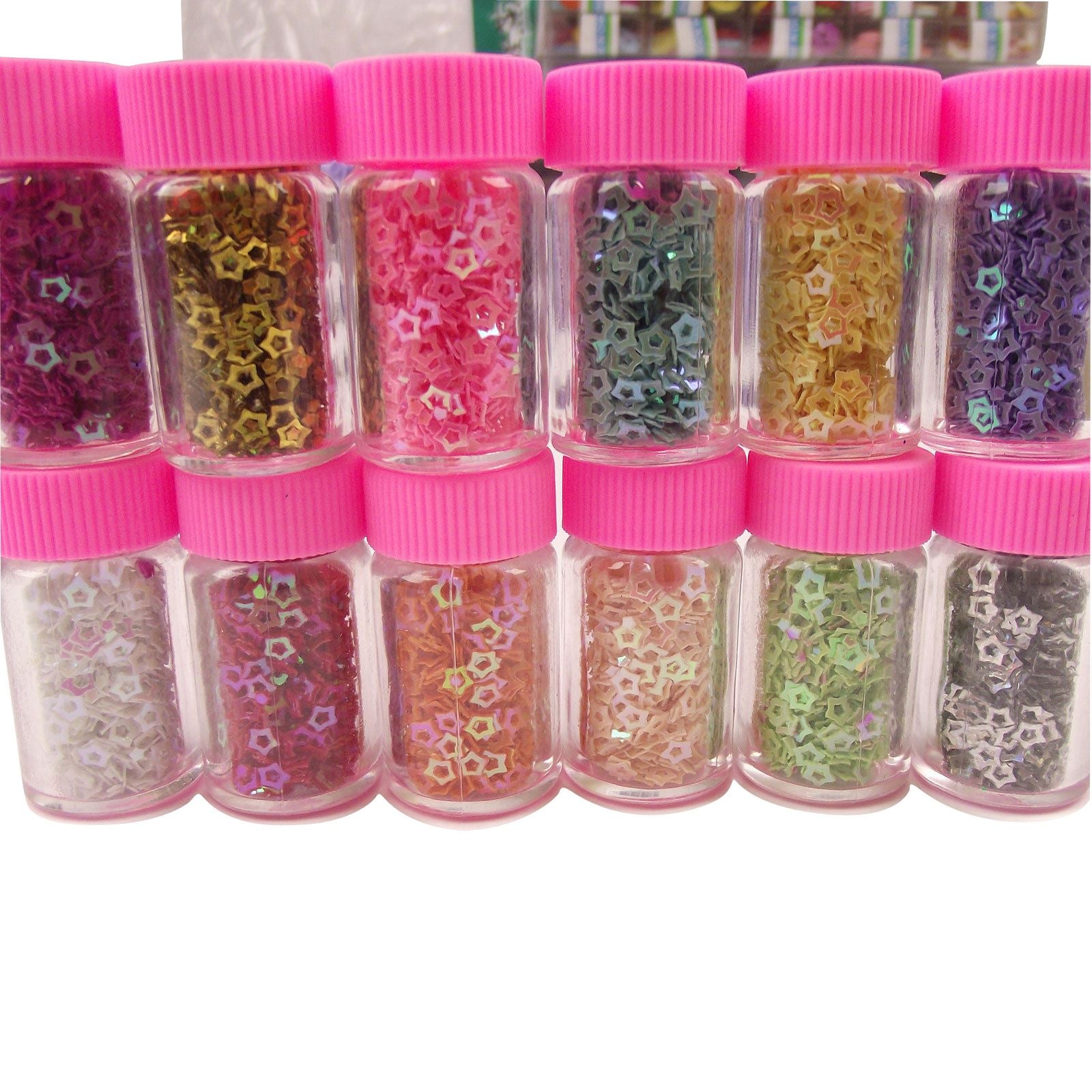 Multipack of 12 Star or Plain Glitter Bottles