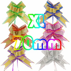 Extra Wide 70mm Metallic Organza Jumbo Butterfly Pull Bows