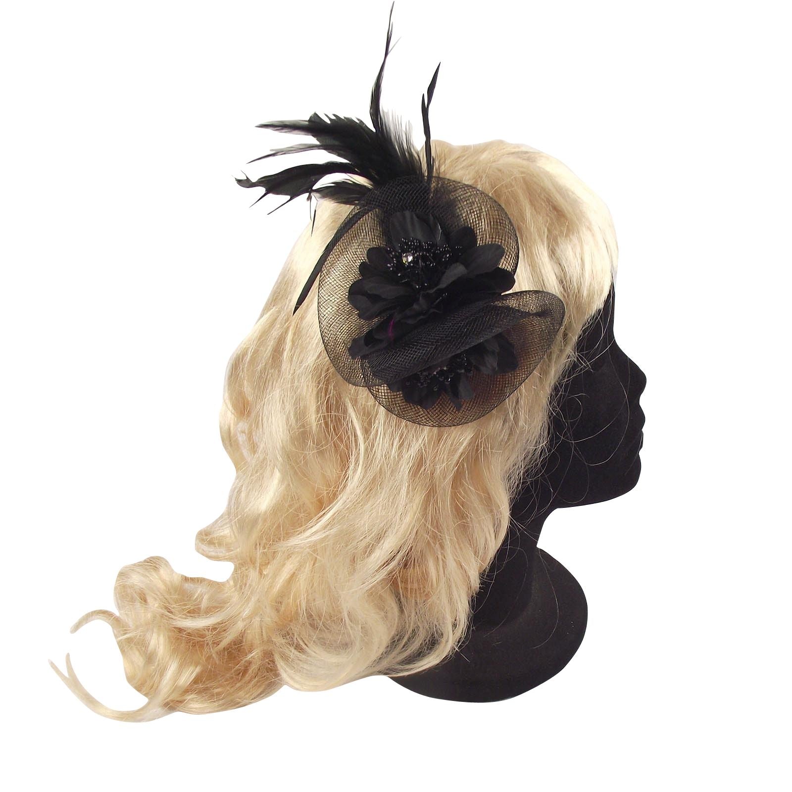 Netted Double Flower with Diamante Head Piece