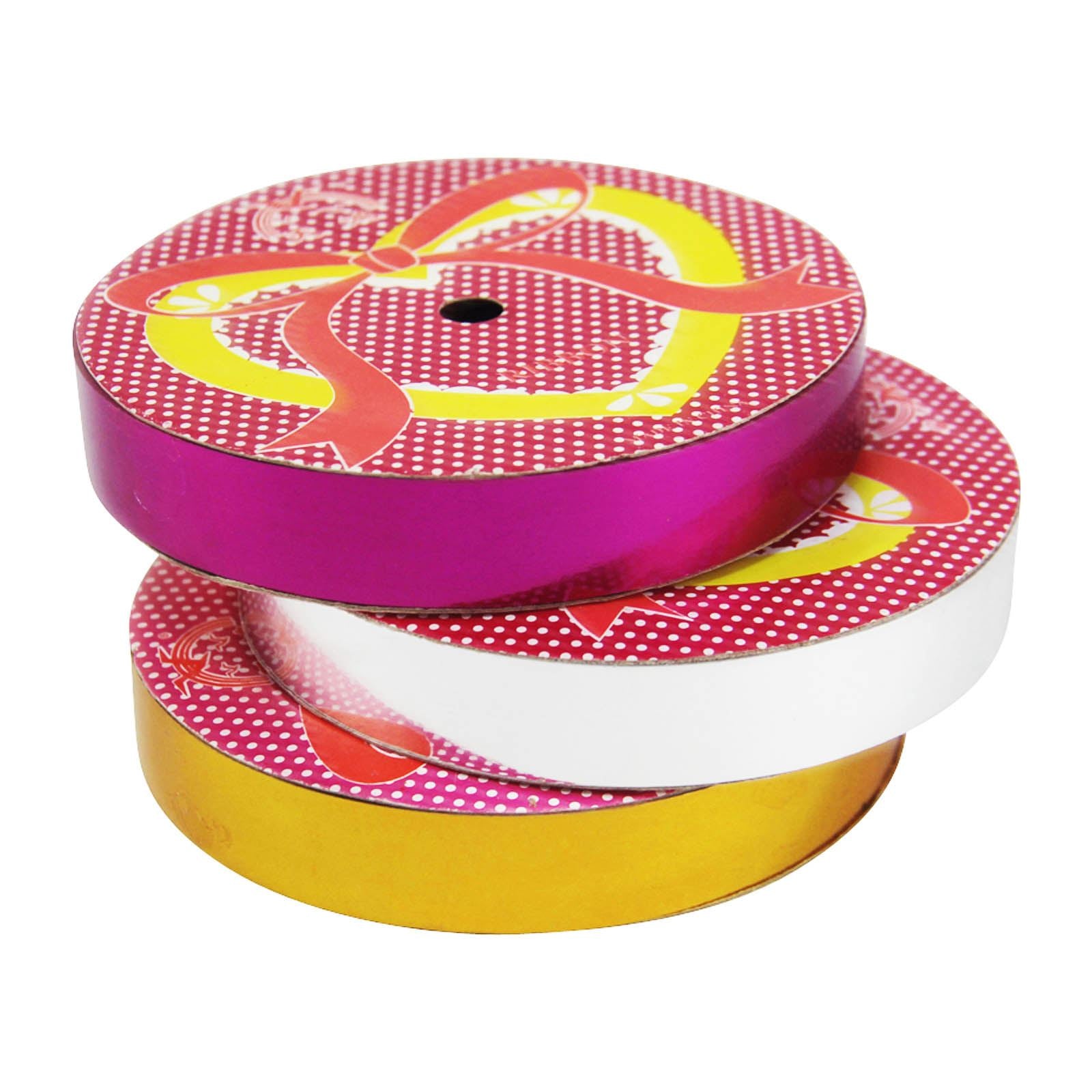 Set of 3 Metallic 18mm Poly Ribbon Rolls
