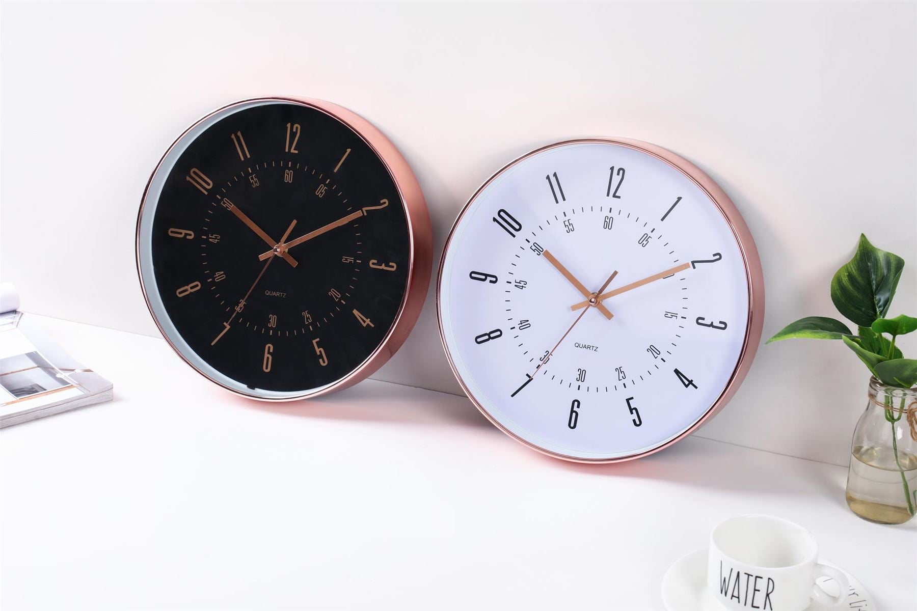 Sophisticated Rose Gold Dual Number Wall Clock