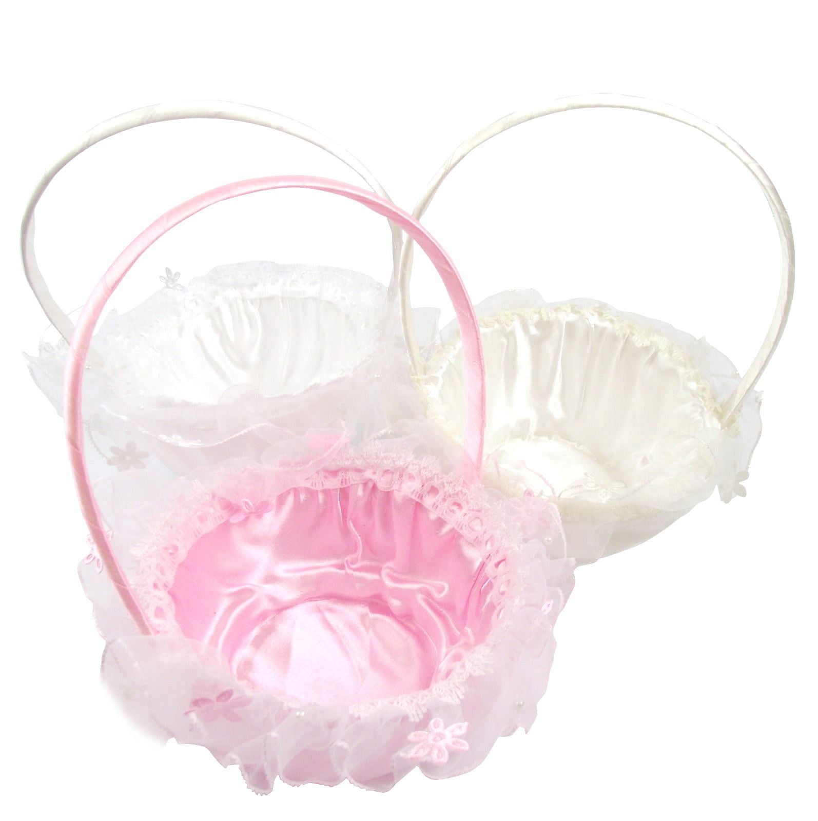 Satin Silk and Lace Small Flower Girl Basket
