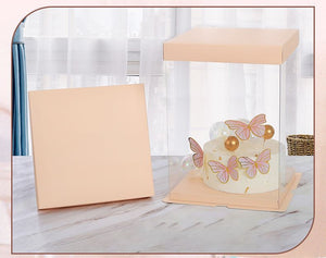 Premium Extra Tall Crystal Wall Cake Display Boxes 34cm Height, 4 to 12 Inch