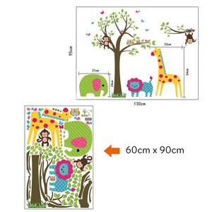 XL Colourful Tree and Animals Nursery Vinyl