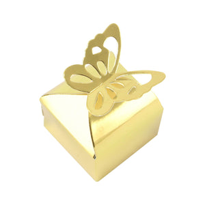Metallic Chrome Silver and Gold Butterfly Top Favour Boxes