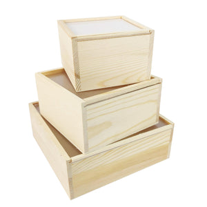 Natural Wooden Display Boxes with Clear Lid