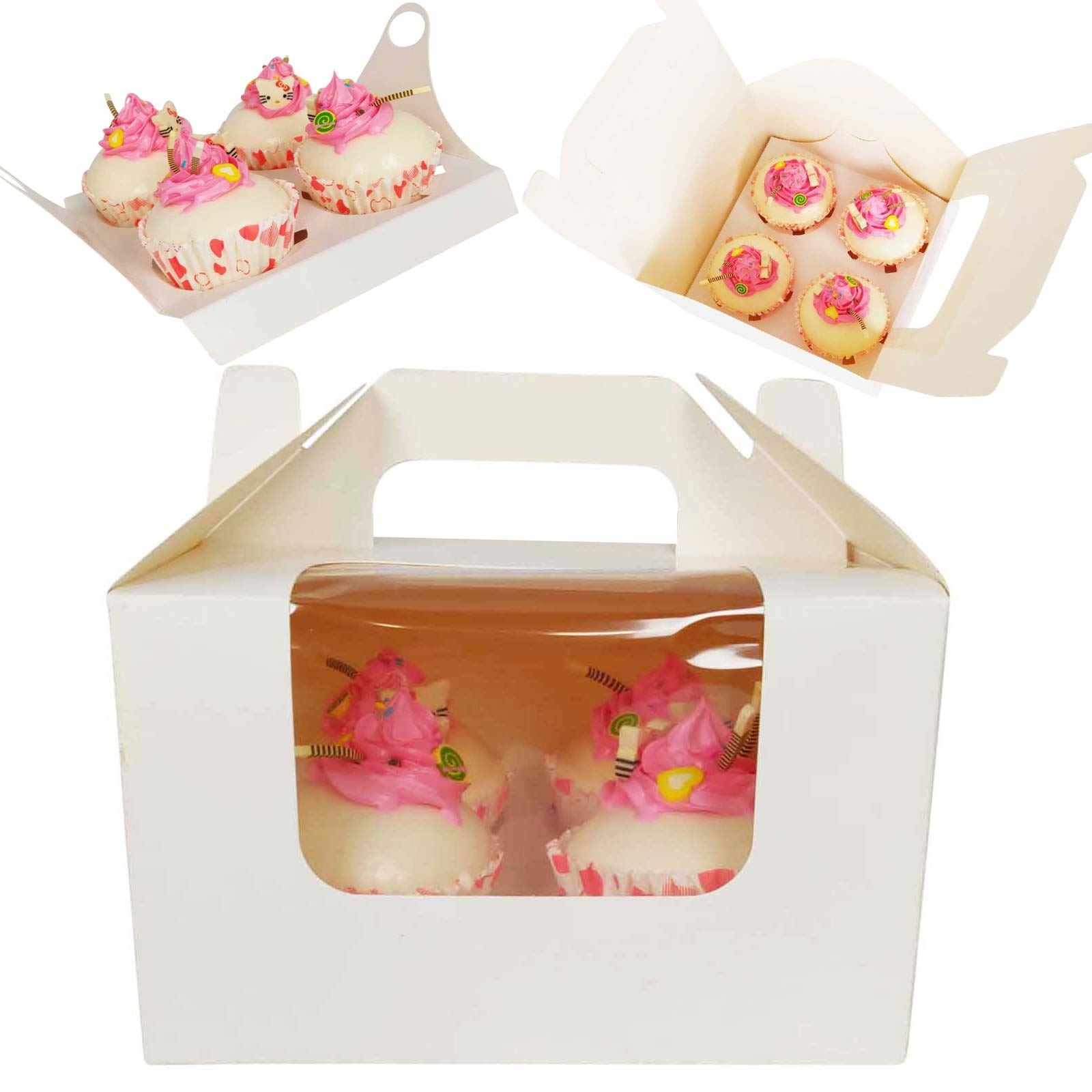 4 Hole Windowed Carrier Cupcake Boxes