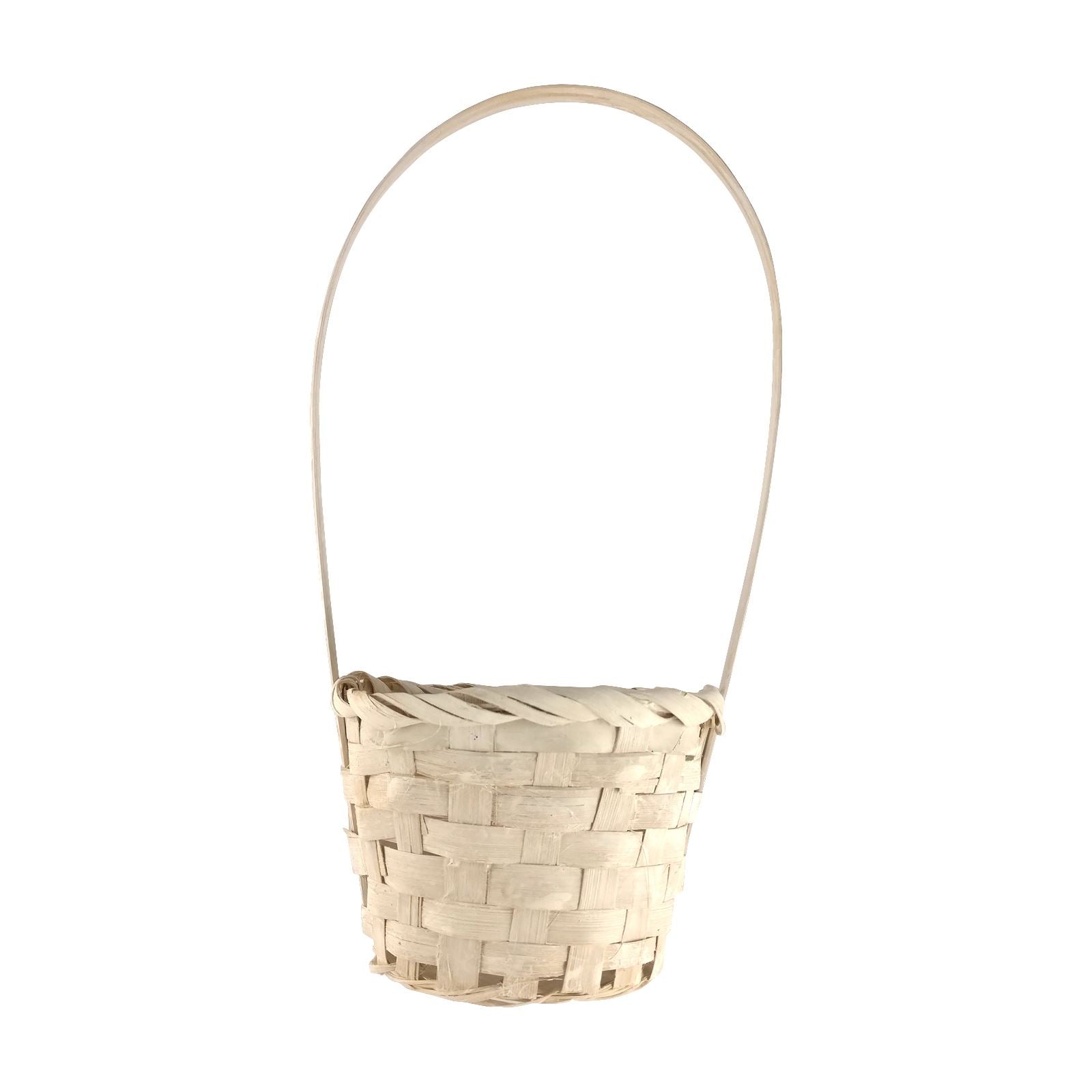 White Painted Tall Handle Wicker Pot Mum Baskets
