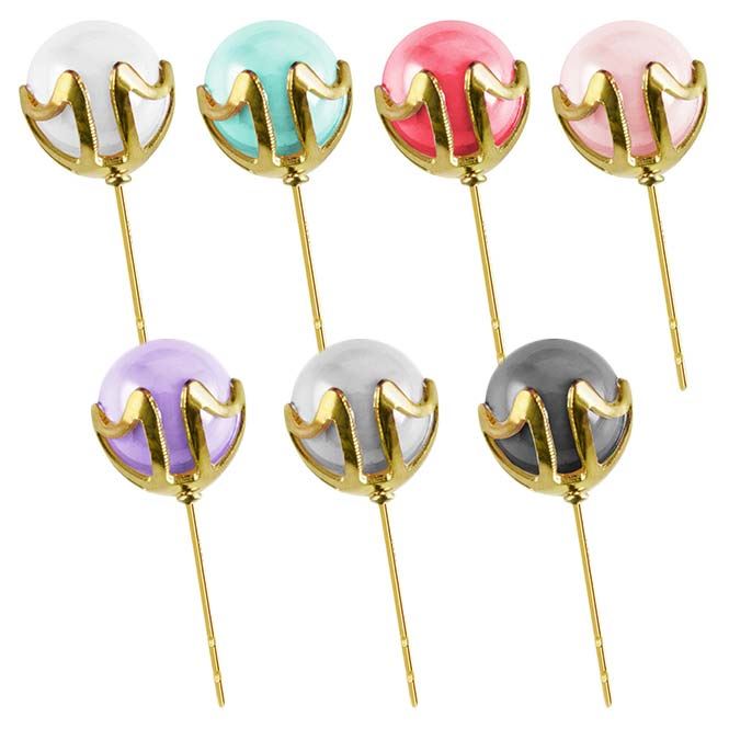 14x Premium Gold Set Pearl Pins