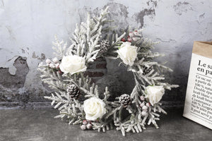 Premium Frosted Xmas Flower Wreath and Garland