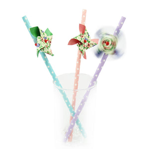 Vintage Paper Straws with Fan x 12