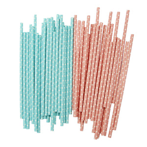 50x Polkadot Vintage Paper Straws