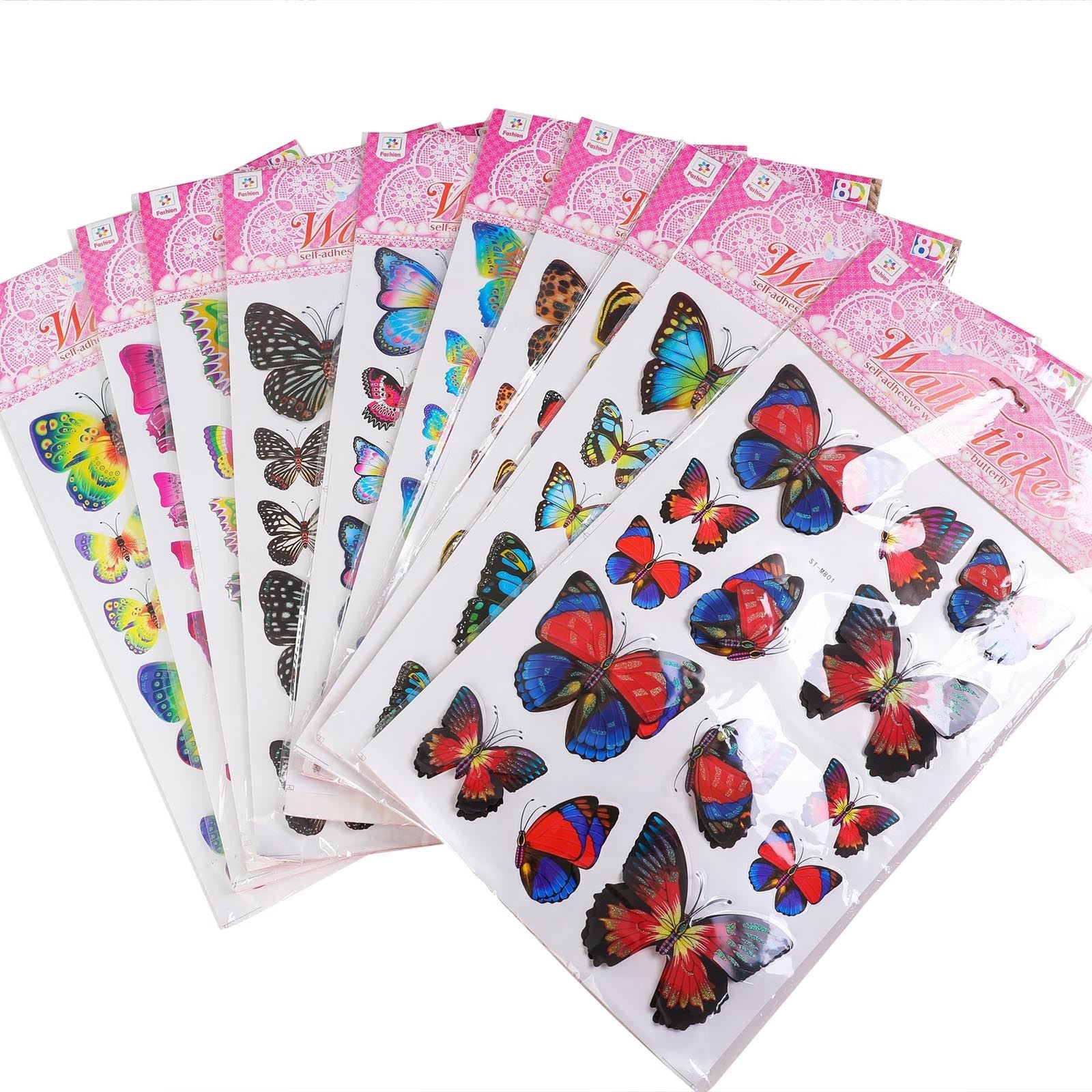6x Packs Giant 3D Fluttering Butterfly Stickers