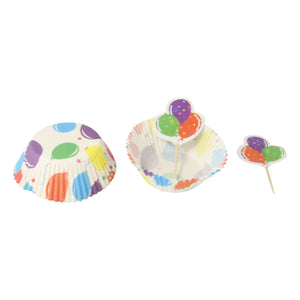 Patterned Cupcake Cases With Toppers (48 Piece)