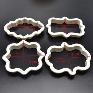 Set of 4 Assorted Plastic Plaque Frame Cookie Cutters