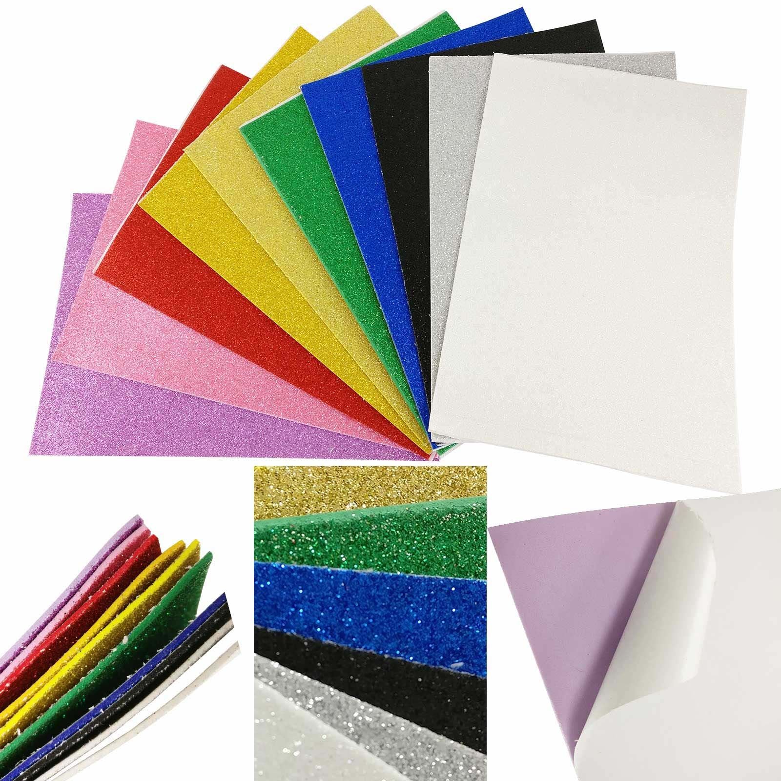 10x Self Adhesive Glitter A4 Eva Foam