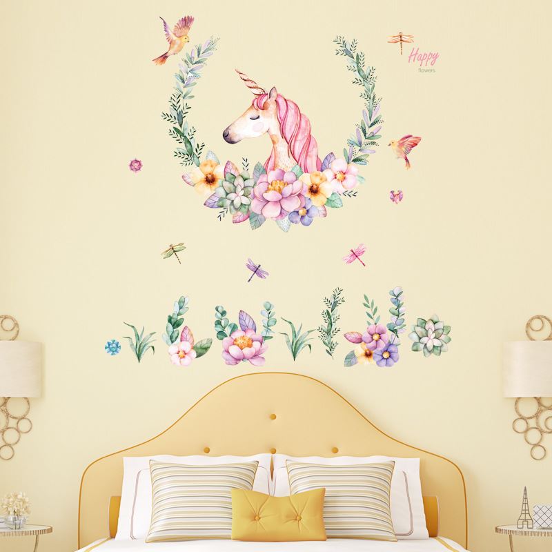 Watercolour Effect Unicorn Wall Vinyl