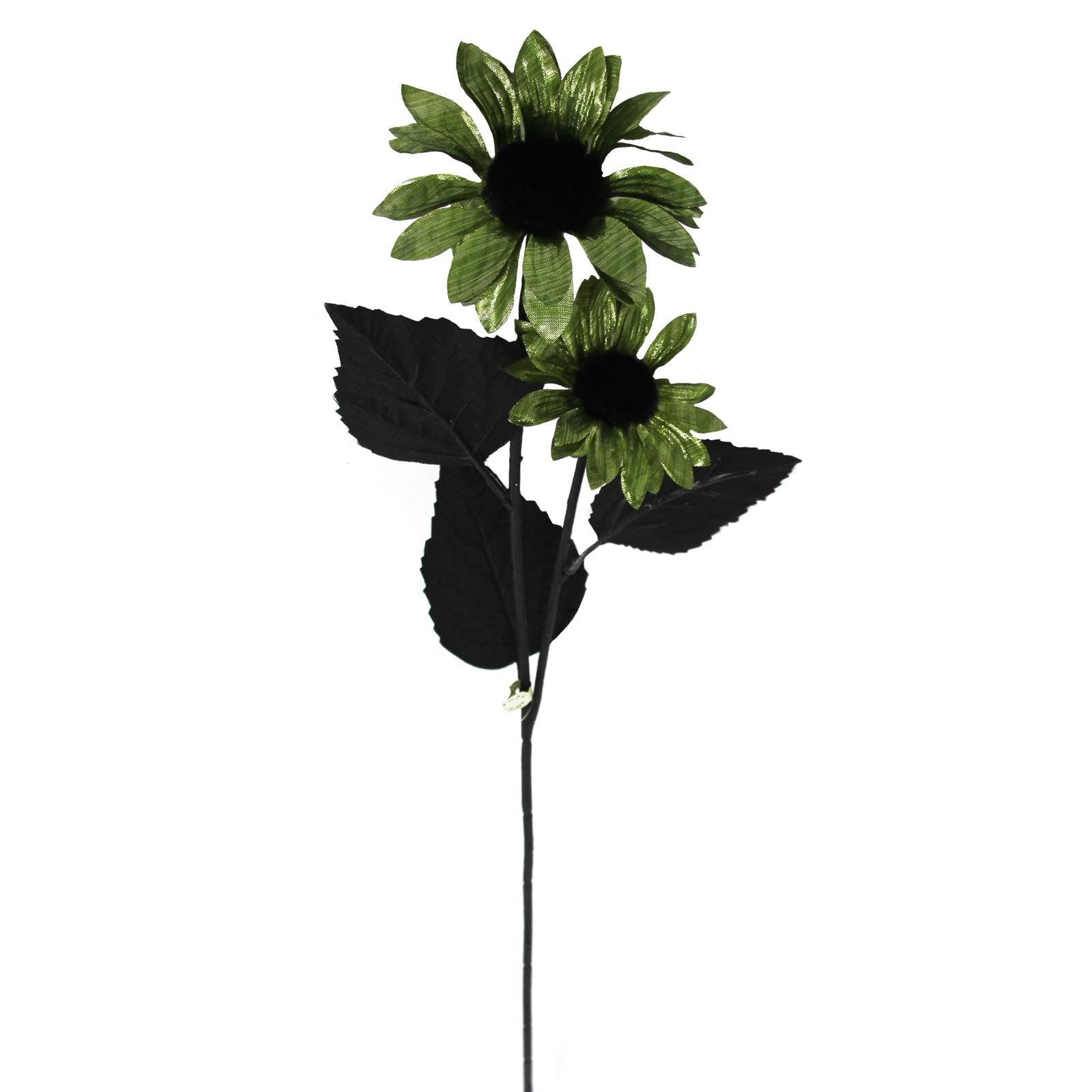 2 Head Green Metallic Sunflower Spray