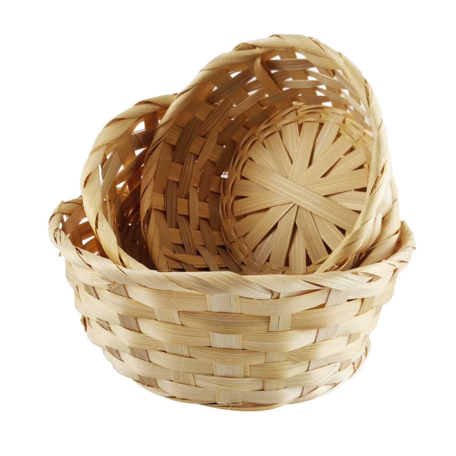 Set of Three Flat Tray Round Baskets