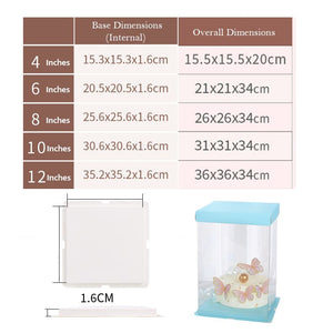 Premium Extra Tall Crystal Wall Cake Display Boxes 34cm Height, 4 to 12 Inch