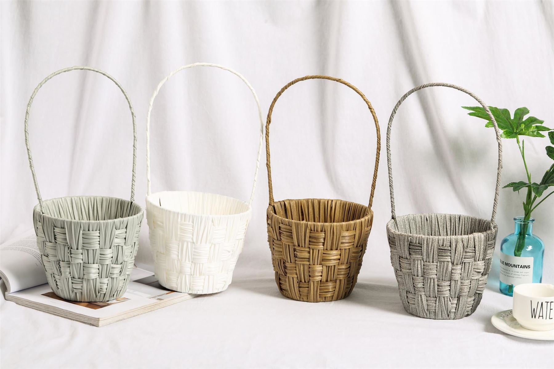 Steel and Hessian Tall Handle Baskets