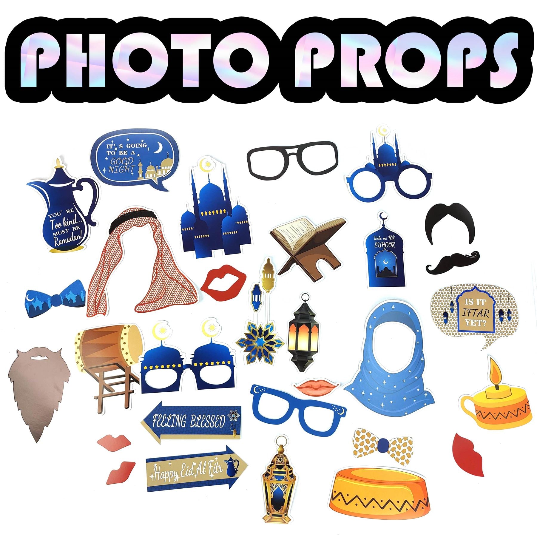 Jumbo Set of Eid Photo Booth Props