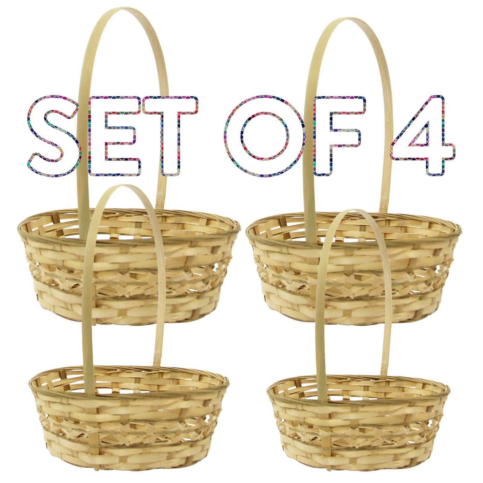 Set of 4 Tall Tribal Wicker Baskets