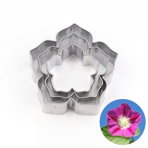 Set of 3 Morning Glory Star Flower Cookie Cutters - Lily Fondant Blossom Ivy