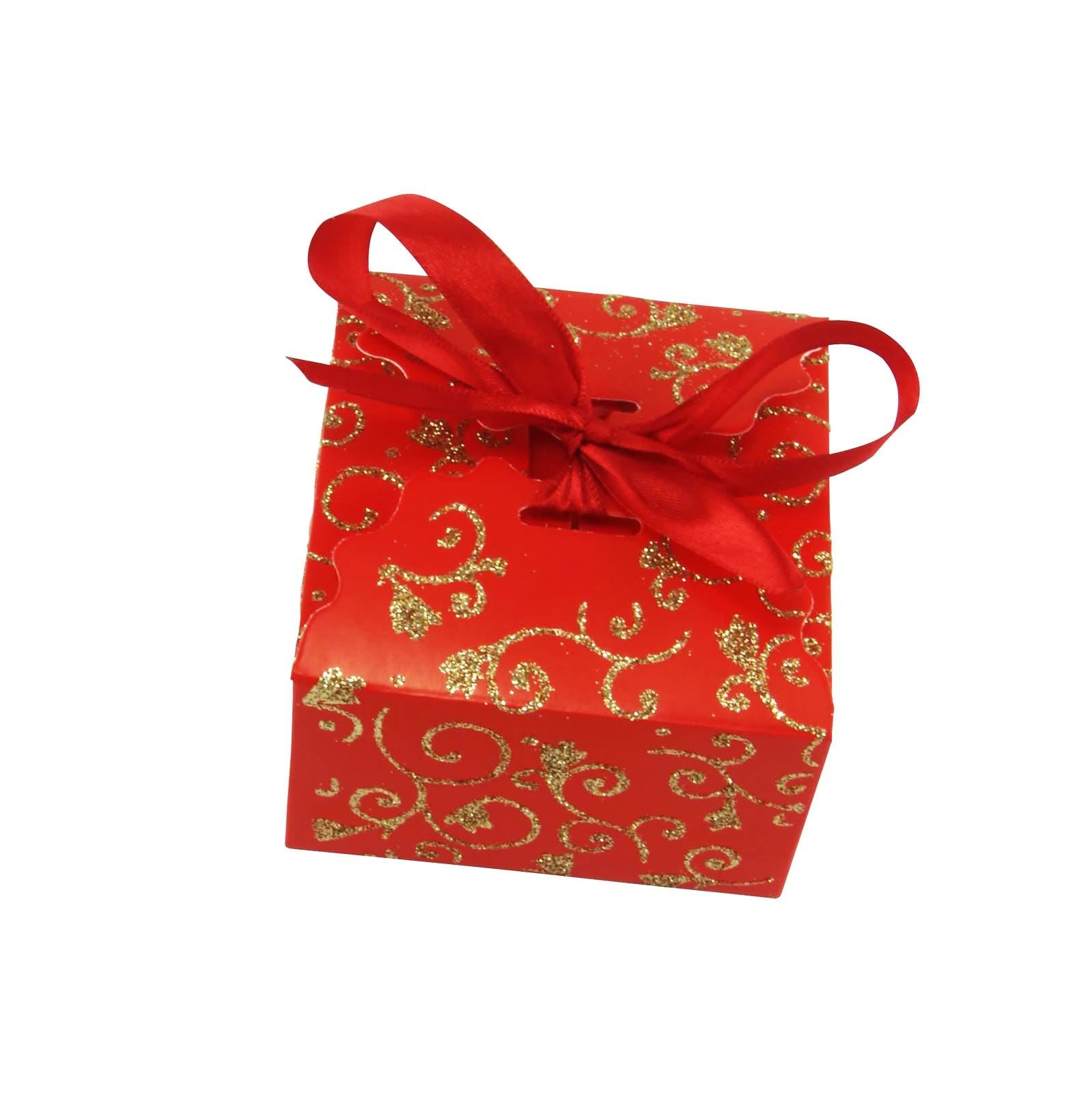 Large Glitter Swirl Favour Boxes with Ribbon