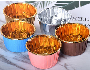 50x Hard Foil Cupcake Cases with Lids