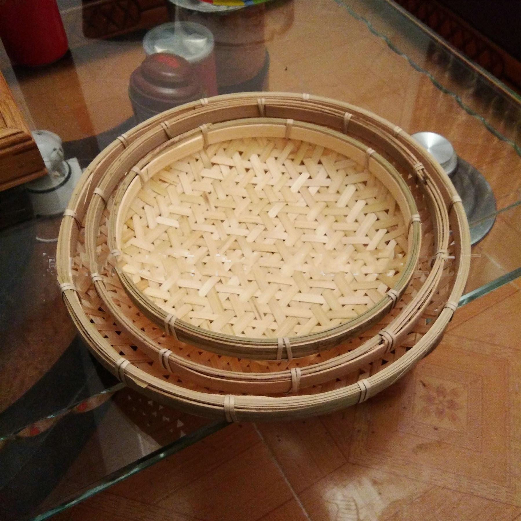 2x Natural Bamboo Chaba Basket - Roti Naan Tray Hamper Holder Kitchen Poppadom Fruit