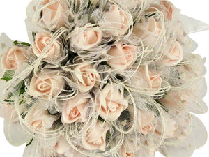32 Rose Bud Bridal Bouquet with Glitter Loops