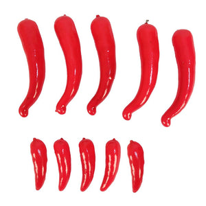 Set of 10 Multi-Size Red Artificial Chilis