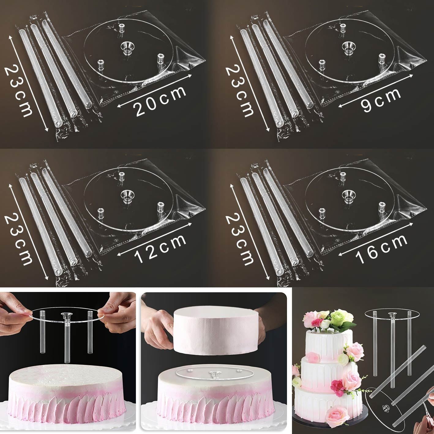 Multi-Layer Cake Stacking Kit with Platforms and Pillars